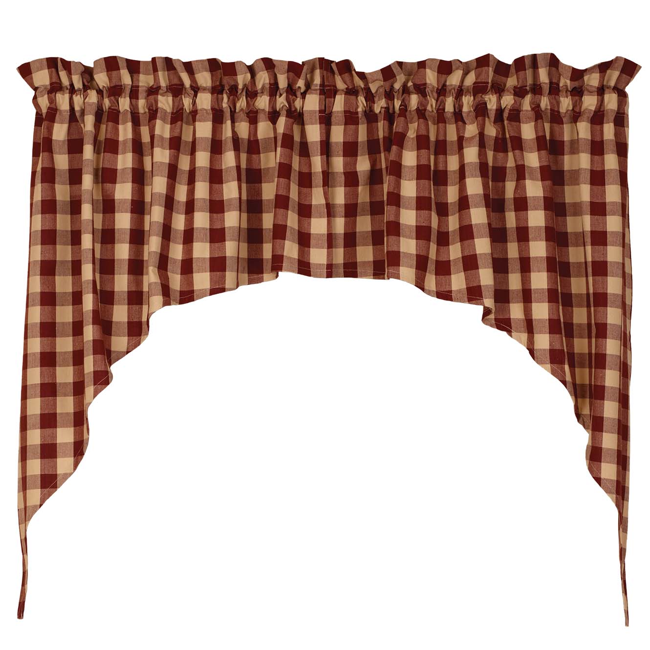 Details about   Barn Red Salem Plaid Valance Country Farmhouse Window Lined 72WX15.50L 