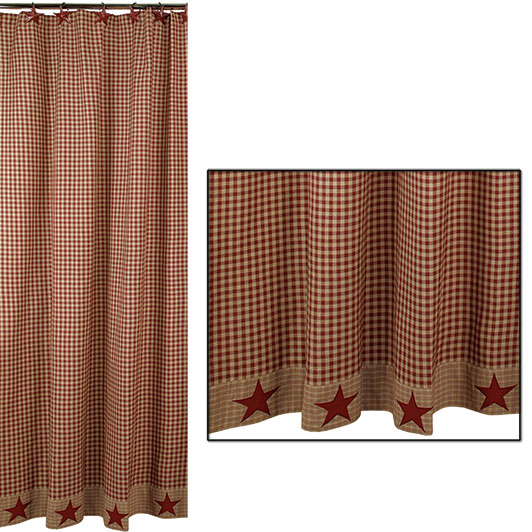 The Country House Burdy Homespun Star Shower Curtain Item Number 61057